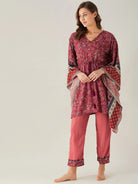 The Kaftan Company Loungewear Floral Flow Modal Kaftan Pyjama Set - (Clearance - Final Sale)