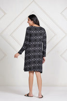 The Kaftan Company Maternity Black and Grey Geometric Print Viscose Lycra Maternity Dress