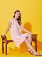 The Kaftan Company Negligee Baby Pink Schifli Cotton Nap Dress