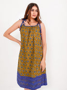 The Kaftan Company Negligee Block Printed Cotton Negligee – Tie-Strap