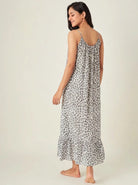 The Kaftan Company Negligee Grey Leopard Print Modal Negligee with Tie-Up Neckline