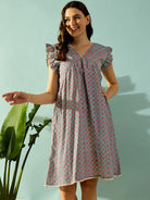 The Kaftan Company Negligee Teal Dream Lace Neck Night Dress