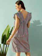 The Kaftan Company Negligee Teal Dream Lace Neck Night Dress