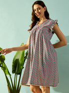 The Kaftan Company Negligee Teal Dream Lace Neck Night Dress