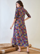 The Kaftan Company Nightdress Abstract Multi Coloured Patch Button Down Night Dress