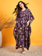 The Kaftan Company Nightdress Abstract Purple Floral Night dress