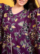 The Kaftan Company Nightdress Abstract Purple Floral Night dress
