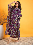 The Kaftan Company Nightdress Abstract Purple Floral Night dress