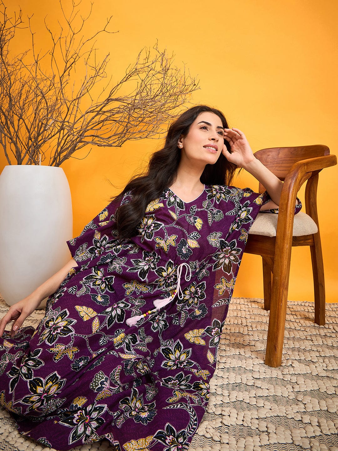 The Kaftan Company Nightdress Abstract Purple Floral Night dress