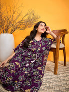 The Kaftan Company Nightdress Abstract Purple Floral Night dress