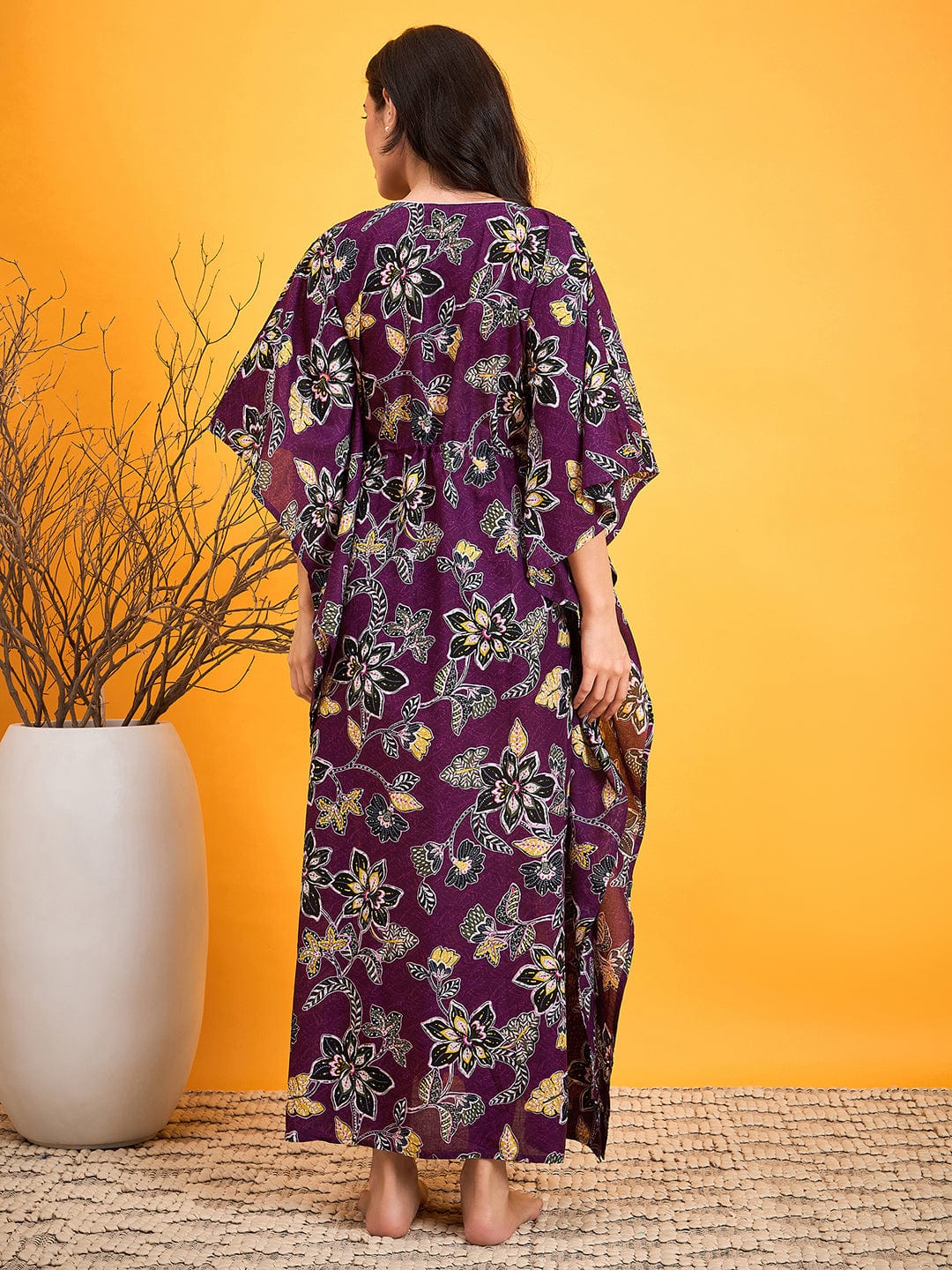 The Kaftan Company Nightdress Abstract Purple Floral Night dress