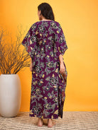 The Kaftan Company Nightdress Abstract Purple Floral Night dress