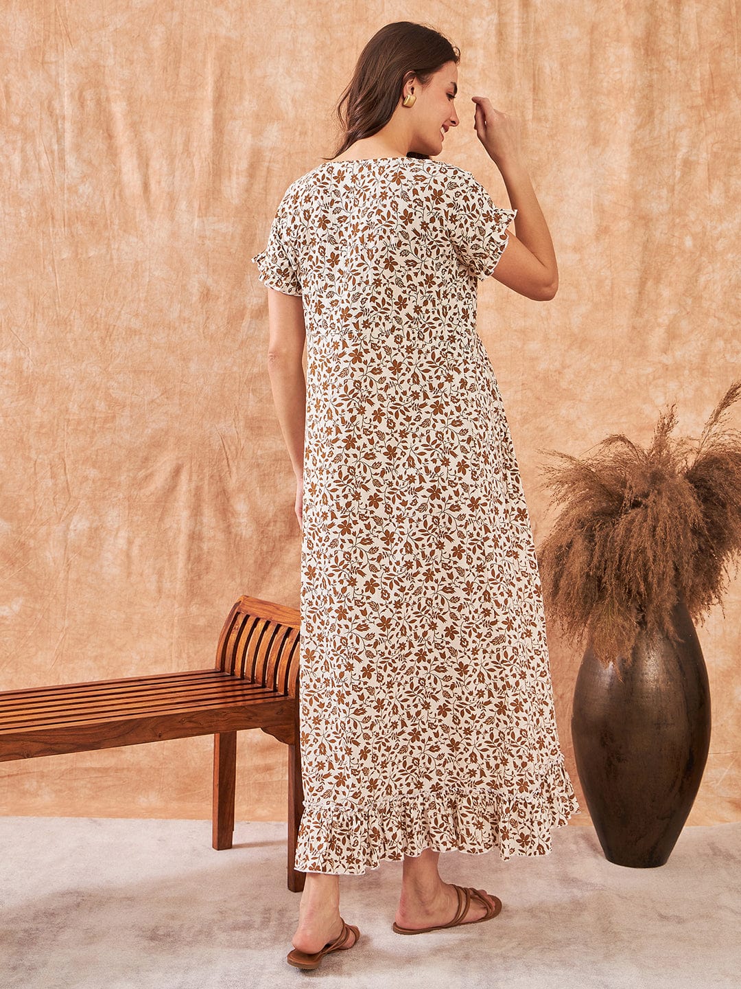The Kaftan Company Nightdress Autumn Floral Maternity and Feeding dress