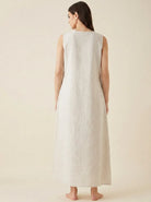 The Kaftan Company Nightdress Beige Embroidered Nightdress with Snap-Button Closure