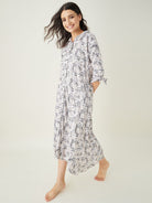 The Kaftan Company Nightdress Beige Leaf Printed Lounge Dress