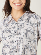 The Kaftan Company Nightdress Beige Leaf Printed Lounge Dress