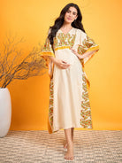 The Kaftan Company Nightdress Beige Paisley Maternity Lounge Dress