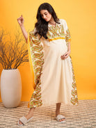 The Kaftan Company Nightdress Beige Paisley Maternity Lounge Dress