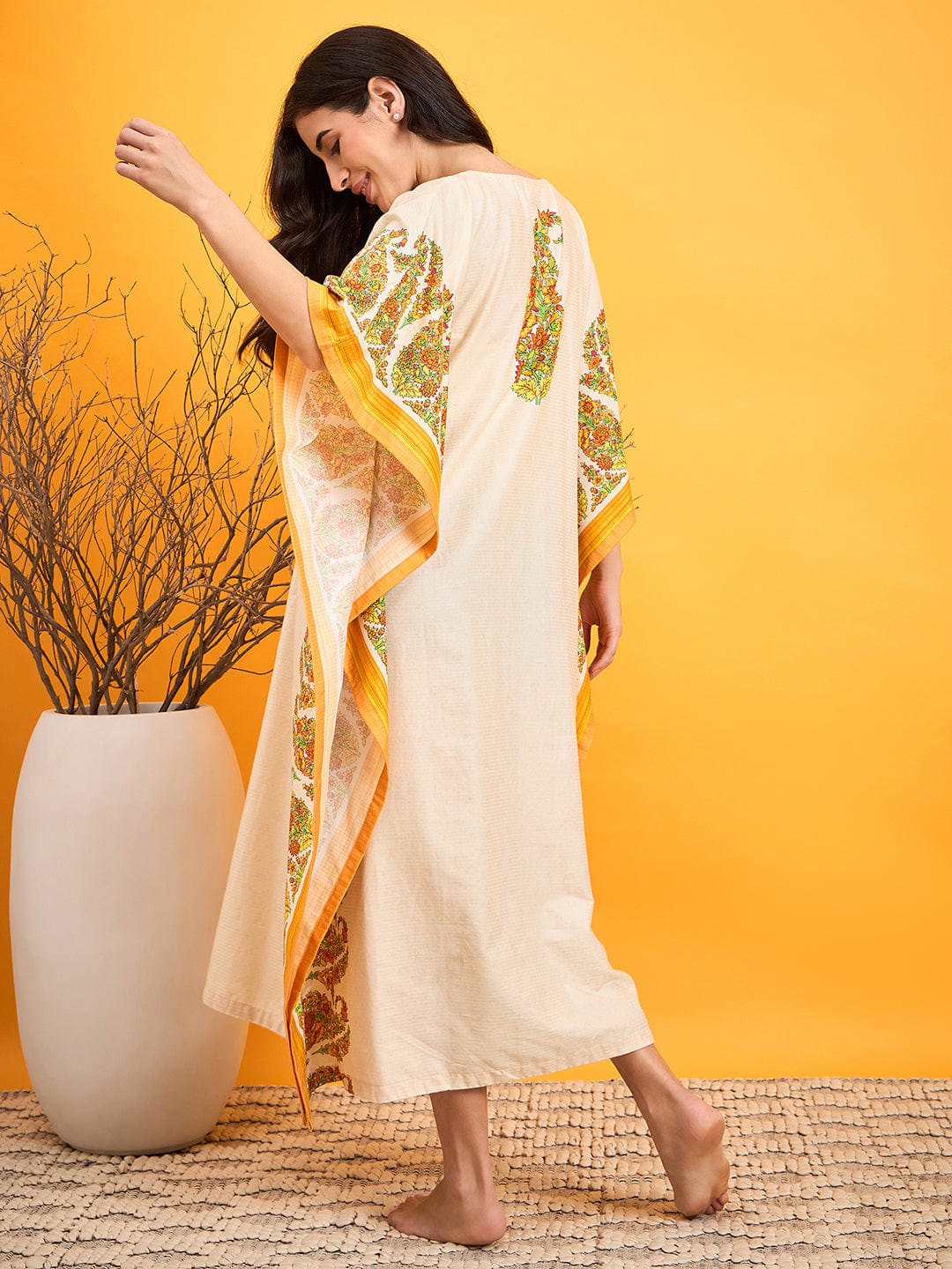 The Kaftan Company Nightdress Beige Paisley Maternity Lounge Dress