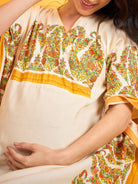 The Kaftan Company Nightdress Beige Paisley Maternity Lounge Dress
