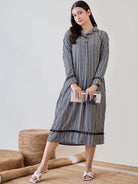 The Kaftan Company Nightdress Black and White Gingham Cotton Sleep Shirt