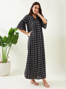The Kaftan Company Nightdress Black Checks Nightdress