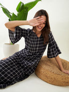 The Kaftan Company Nightdress Black Checks Nightdress
