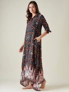 The Kaftan Company Nightdress Black Floral Button Down Lounge dress