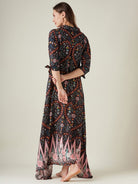 The Kaftan Company Nightdress Black Floral Button Down Lounge dress