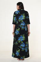 The Kaftan Company Nightdress Black Floral Textured Stretch Crepe Nightdress