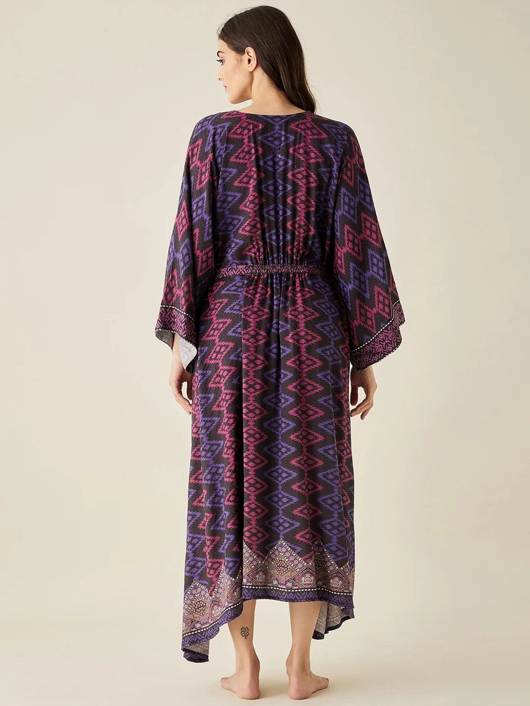 The Kaftan Company Nightdress Black Geometric Modal Lounge Dress