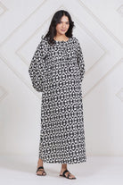 The Kaftan Company Nightdress Black Ikat Maternity Nursing Dress