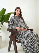 The Kaftan Company Nightdress Black Ikat Maternity Nursing Dress