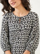 The Kaftan Company Nightdress Black Ikat Maternity Nursing Dress