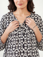 The Kaftan Company Nightdress Black Ikat Maternity Nursing Dress