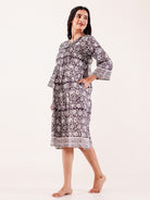 The Kaftan Company Nightdress Black & White Floral Printed Cotton Nightdress