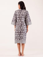 The Kaftan Company Nightdress Black & White Floral Printed Cotton Nightdress