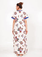 The Kaftan Company Nightdress Blue and White Cotton Floral Nightdress