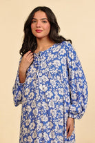 The Kaftan Company Nightdress Blue Floral Viscose Rayon Maternity Nightdress