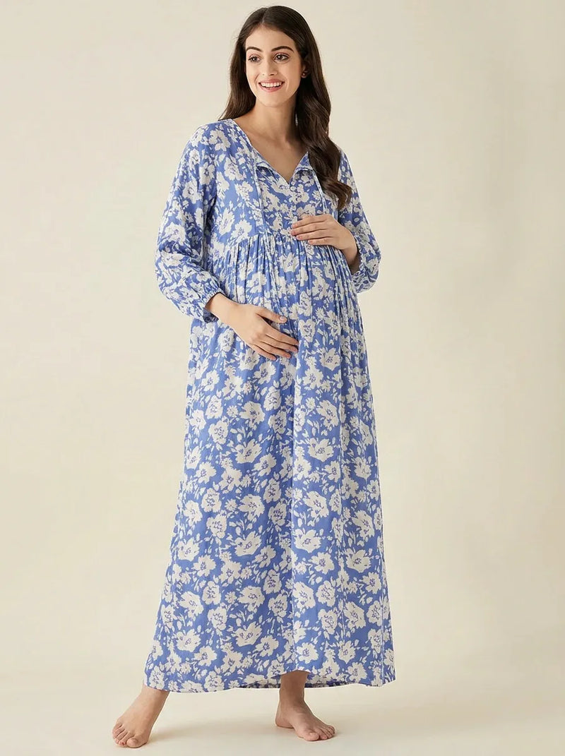 cotton night dress for pregnant ladies Cotton Maternity Nightgown