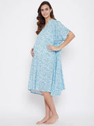 The Kaftan Company Nightdress Blue Floweret Maternity Nightdress - (Clearance - Final Sale)