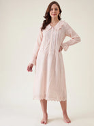 The Kaftan Company Nightdress Blush Pink Nightdress with Ruffle Collar and Lace Hem