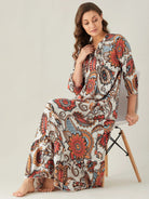 The Kaftan Company Nightdress Bold Paisley White Pintuck Nightdress