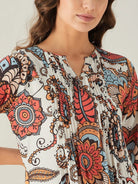 The Kaftan Company Nightdress Bold Paisley White Pintuck Nightdress