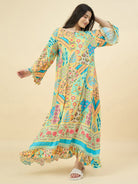 The Kaftan Company Nightdress Bright Patchwork Cotton Viscose Nightdress – Flowy Sleeves & Pockets
