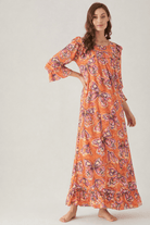 The Kaftan Company Nightdress Butterfly Print Modal Nightdress with Ruffle Yoke