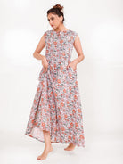 The Kaftan Company Nightdress Cotton Sleeveless Floral Nightdress with Pockets