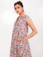 The Kaftan Company Nightdress Cotton Sleeveless Floral Nightdress with Pockets