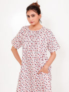 The Kaftan Company Nightdress Ditsy Floral Cotton Nightdress with Pintuck