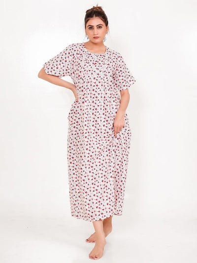 The Kaftan Company Nightdress Ditsy Floral Cotton Nightdress with Pintuck